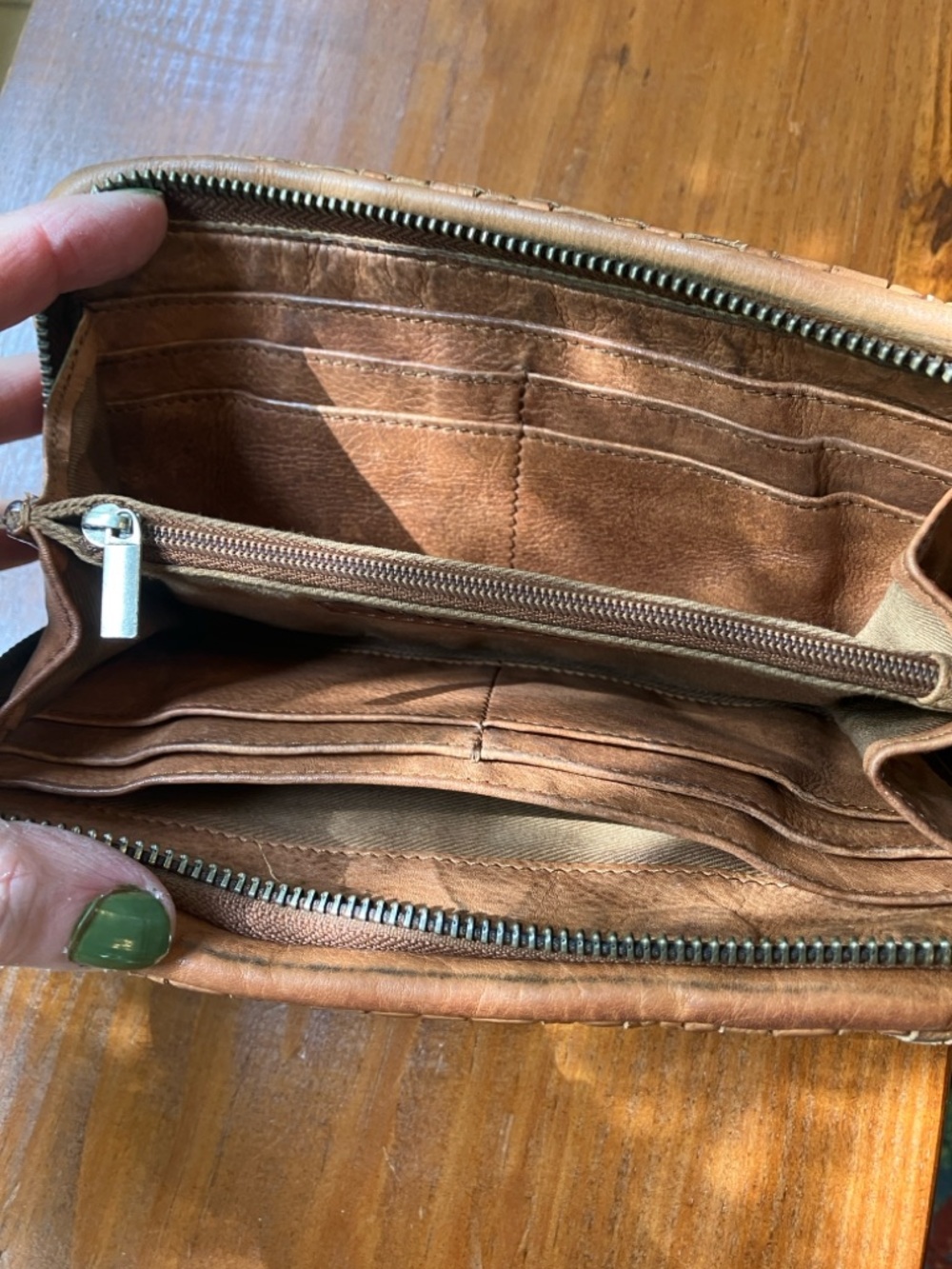 Vilenca Woven Leather Zip Wallet - Copper Brown - Picture 3 of 4